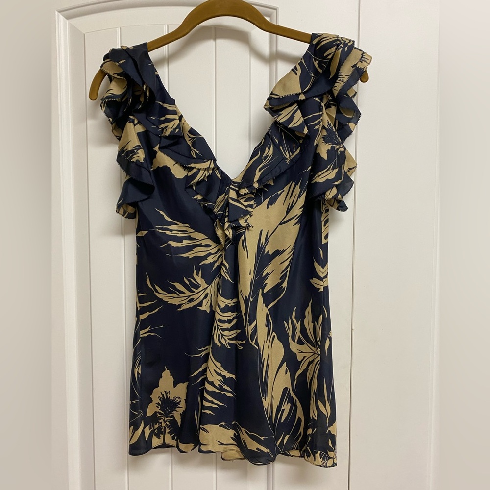 Ralph Lauren Black Label Silk Ruffle Top Size 4 - Picture 4 of 10